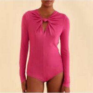 Farm Rio Tops Farm Rio Hot Pink Long Sleeve Bodysuit XS